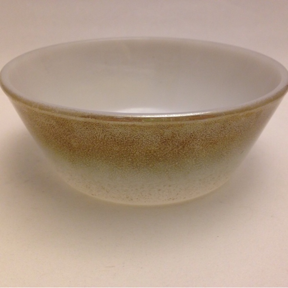 Federal Glass Fired On Brown w/White Milk Glass Chili/Soup 5" Bowl